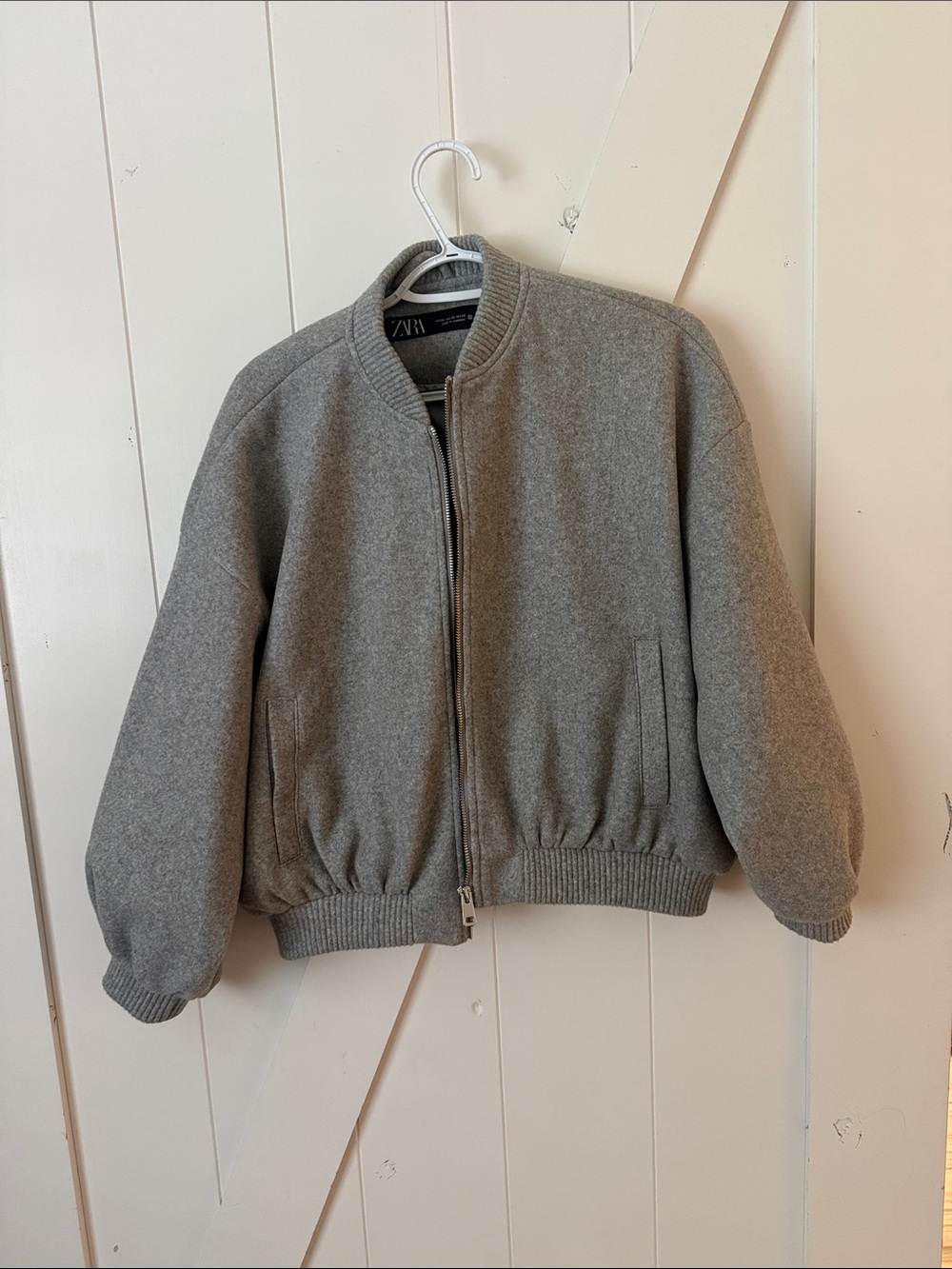 ZARA Kids Heather Gray Puffer-Style Bomber Jacket
